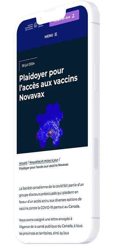 Canadian Covid Society French website on mobile: French and English versions maintained in parallel